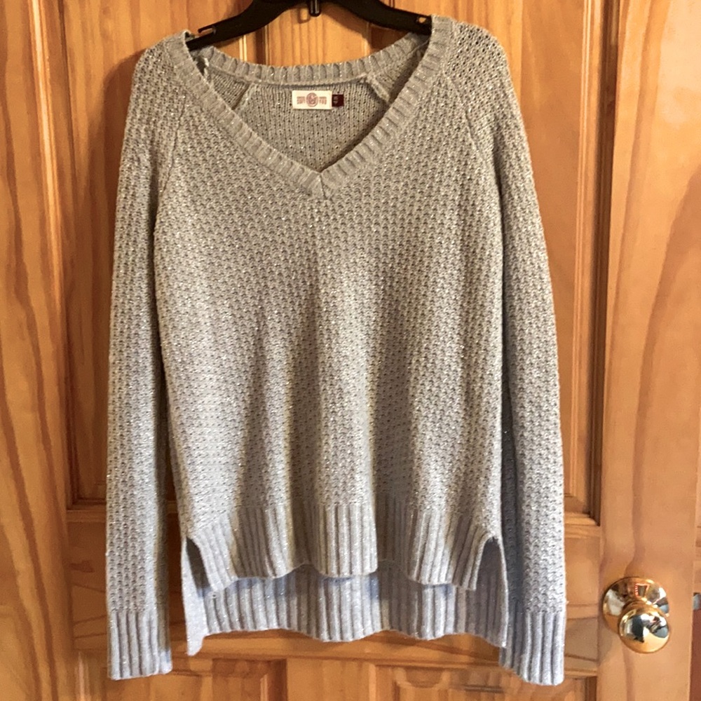 Juniors, Silver with shimmering stitch sweater
